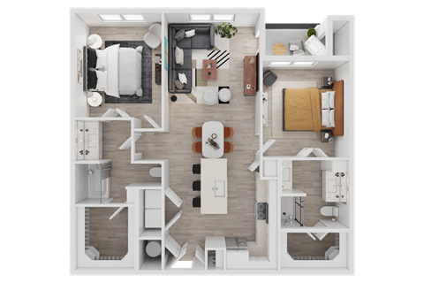 3D Floorplan of Unit B1